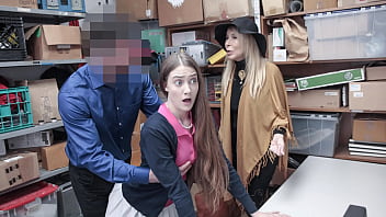 Teen and mature woman caught stealing from mall and punished with rough anal sex by security guard