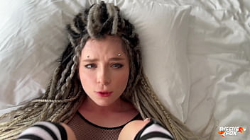 A stunning unstructured girl with dreadlocks and piercings engages in intense oral sex, rough encounters, and swallowing semen while showcasing her slim, beautiful, and perfect ass