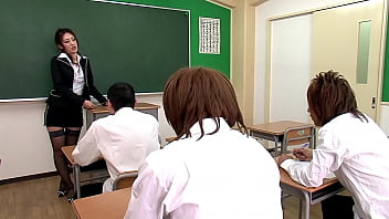 Japanese teacher indulges in oral pleasure with her students before engaging in a wild encounter at a hospital